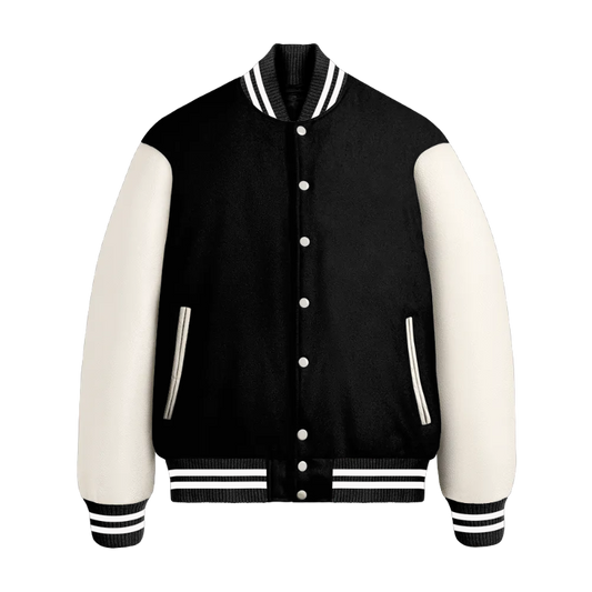 Black Wool & White Leather Jacket