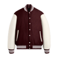 Maroon Wool & White Leather Jacket