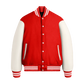 Bright Scarlet Wool & White Leather Jacket