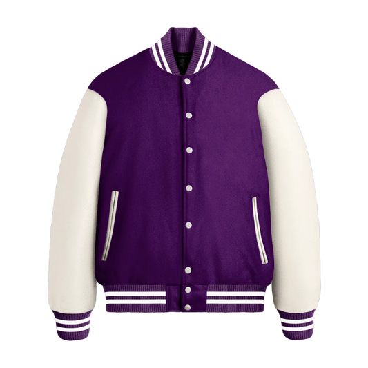 Purple Wool & White Leather Jacket