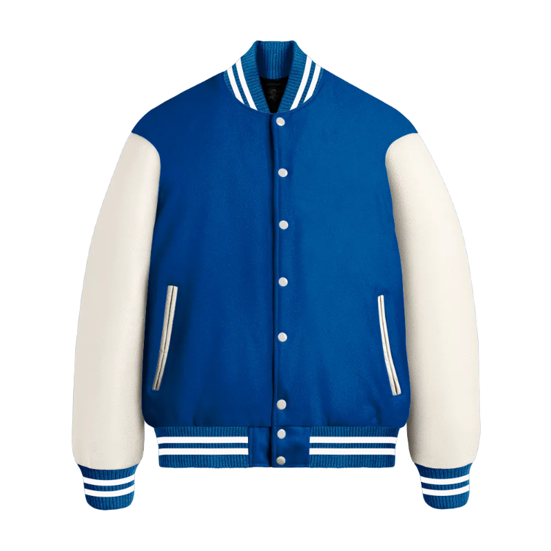 Academy Blue Wool & White Leather Jacket