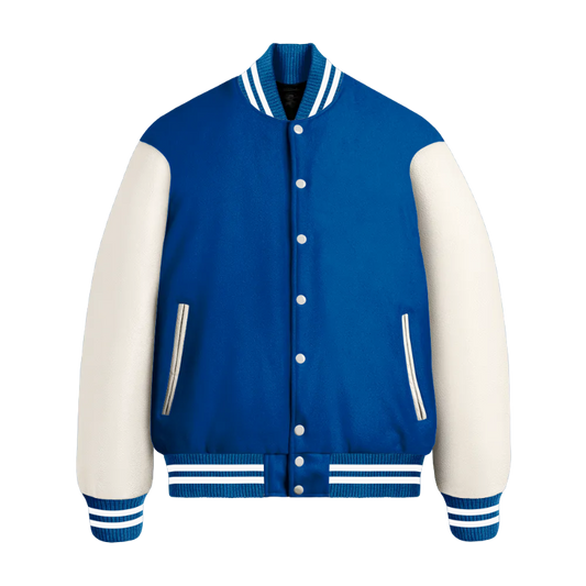 Academy Blue Wool & White Leather Jacket