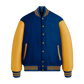 Dark Royal Wool & Gold Leather Jacket