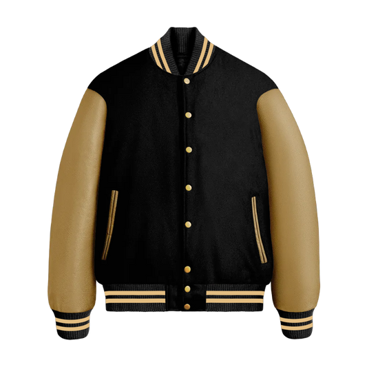 Black Wool & Vegas Gold Leather Jacket