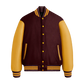 Maroon Wool & Bright Gold Leather Jacket