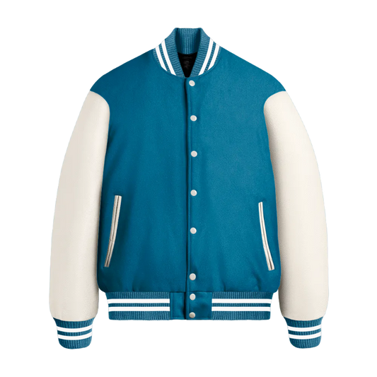 Newark Blue Wool & White Leather Jacket