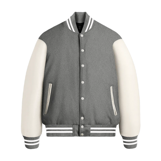 Light Oxford Wool & White Leather Jacket