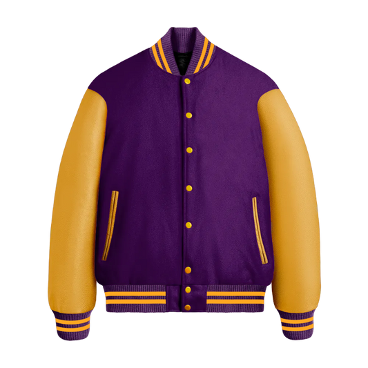 Purple Wool & Gold Leather Jacket