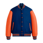 Dark Royal Wool & Orange Leather Jacket