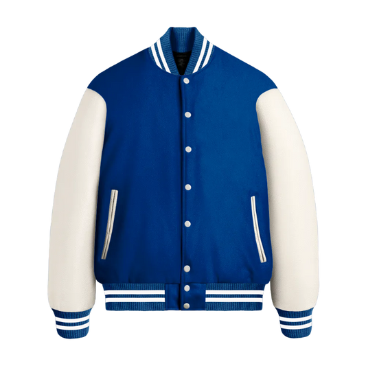 True Royal Wool & White Leather Jacket