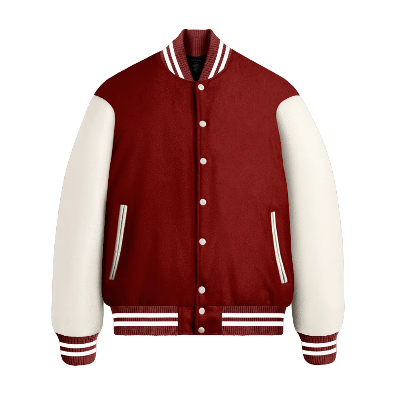 Cardinal Red Wool & White Leather Jacket