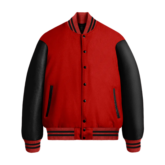 Scarlet Wool & Black Leather Jacket