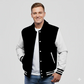 Black Wool & White Leather Jacket