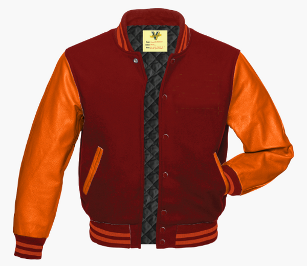 Black and Red Wool Varsity Jacket | Clothoo