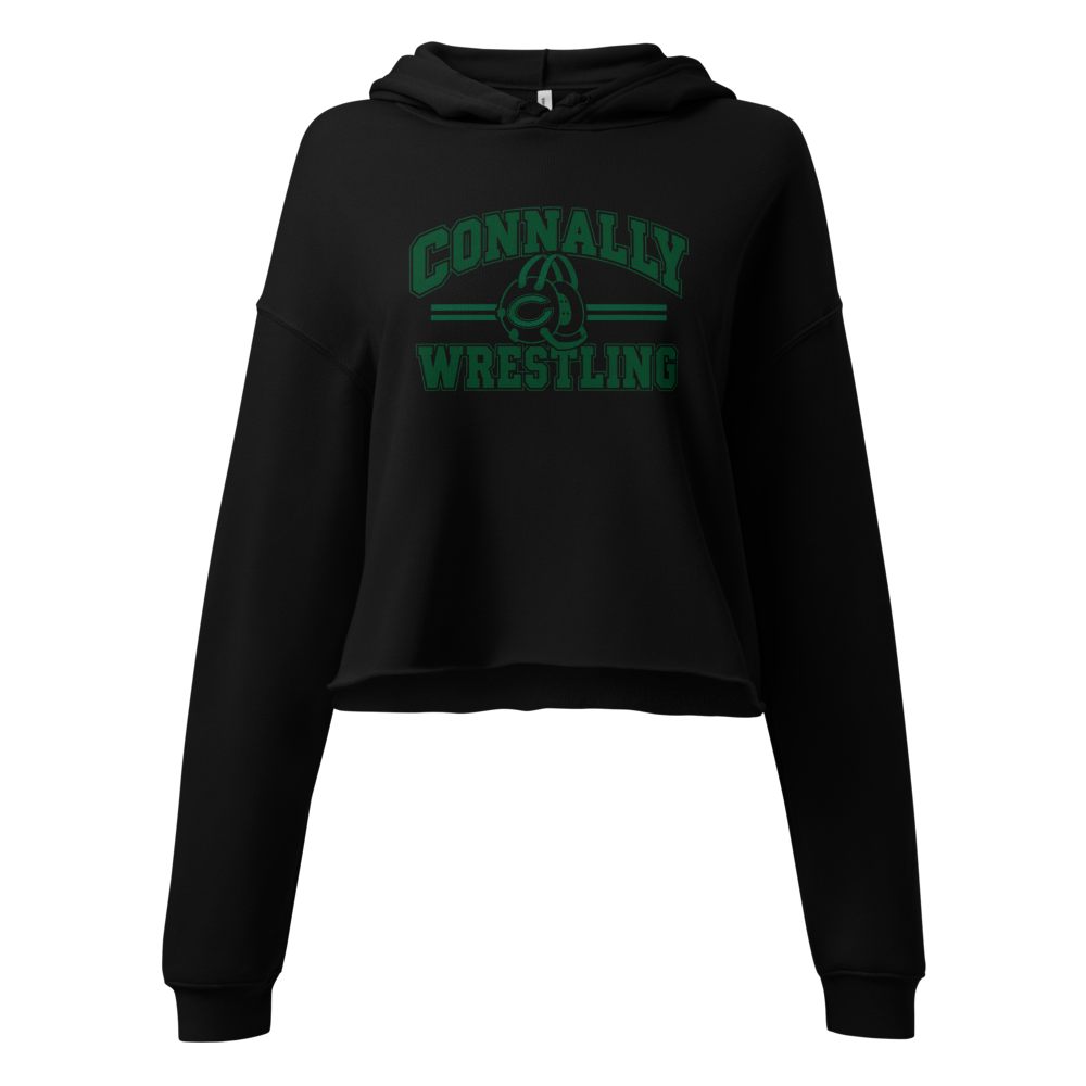 Connally Wrestling Blk Women's Cropped Hoodie