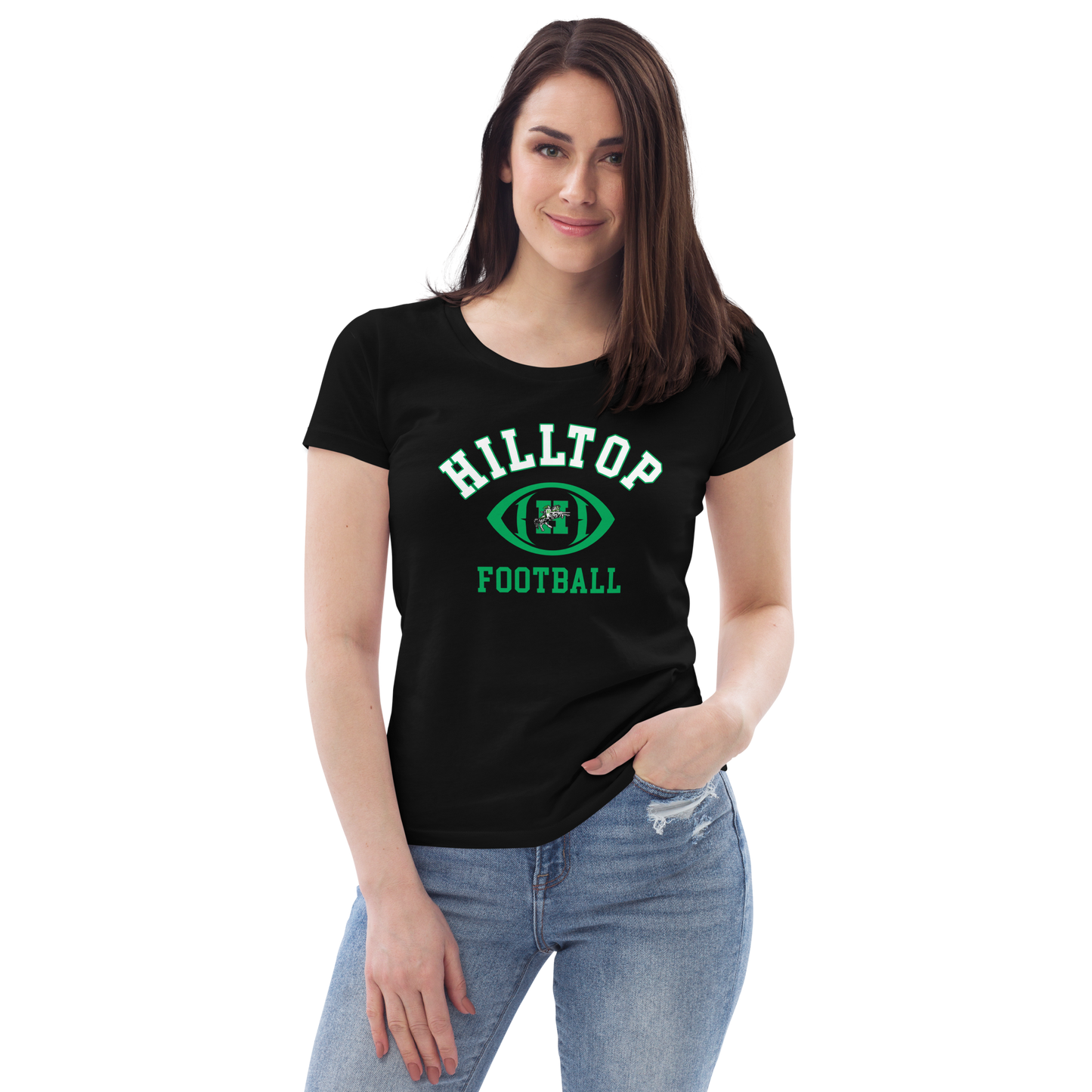 Women's Hilltop Football fitted eco tee