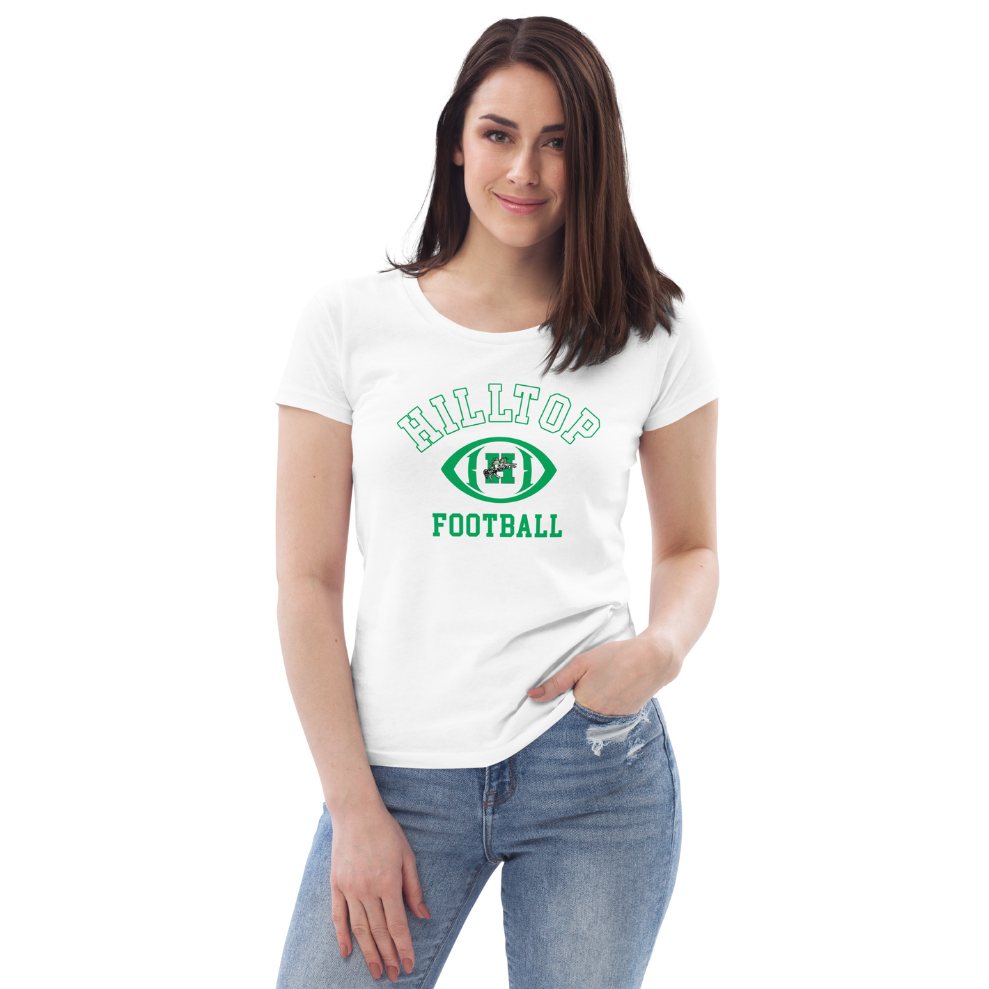 Women's Hilltop Football fitted eco tee