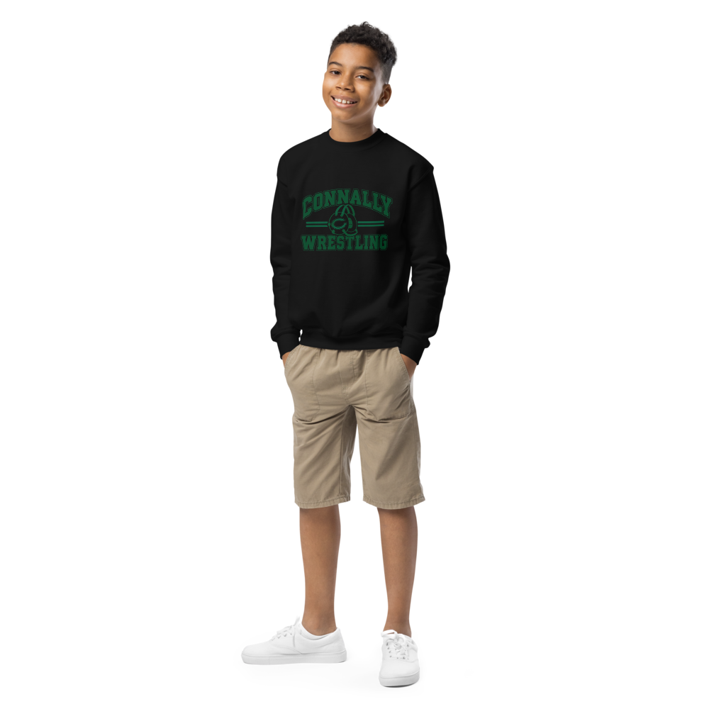 Connally Wrestling Blk Youth Crew Neck Sweatshirt